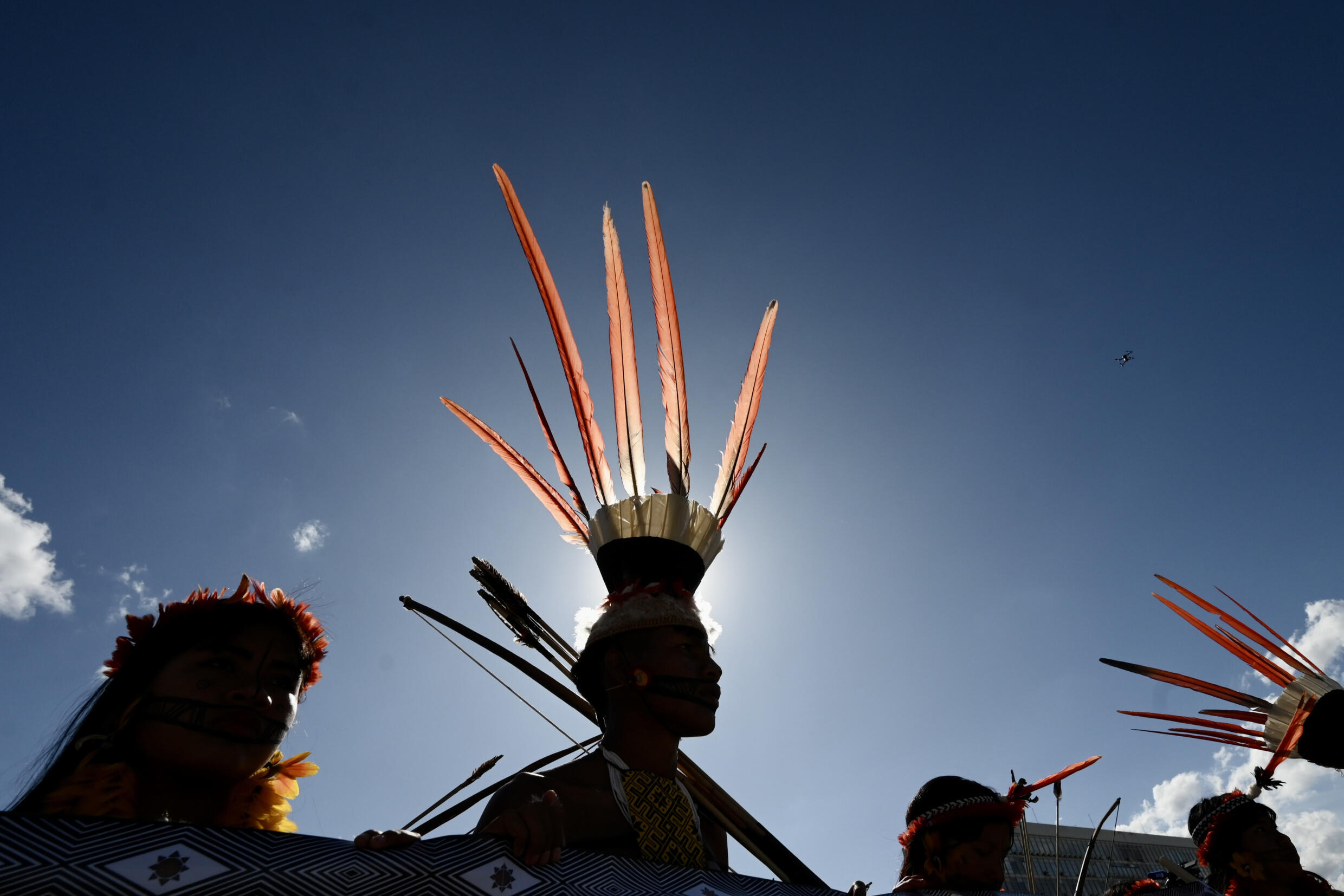 Indigenous groups, such as this one protesting over land rights in Brasilia in June 2023, are seen as vital buffers against Amazon deforestation