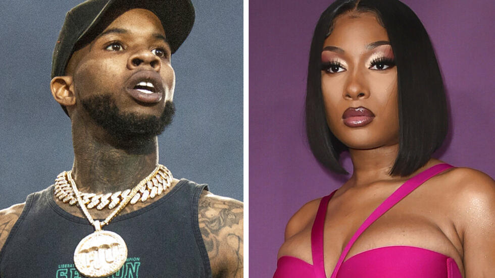 Tory Lanez performing at the Festival d'ete de Quebec on Wednesday July 11, 2018, in Quebec City, Canada, left, and Megan Thee Stallion at the premiere of "P-Valley" on June 2, 2022, in Los Angeles. 
 (Photos by Amy Harris, left, Richard Shotwell/Invision/AP)