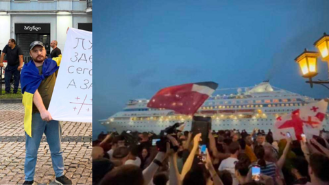 Protesters in Georgia drive away Russian cruise ship, allege violent police response